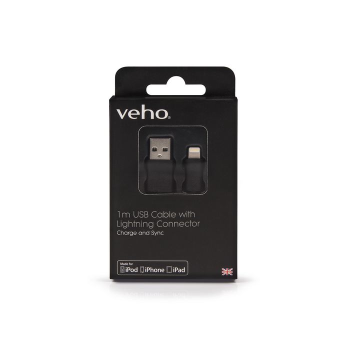 Veho VPP-501-1M Câble Lightning Apple certifié - 1 mètre - Noir - Compatible iPhone, iPad Veho VPP-501-1M Câble Lightning Apple certifié - 1 mètre - Noir - Compatible iPhone, iPad