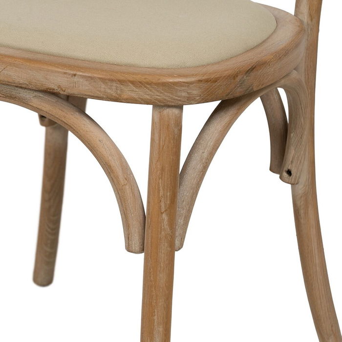 Chaise de Salle à Manger Beige Naturel Bois d'hévéa Coton Polyester 45 x 46 x 92 cm