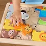 Fisher-Price JFG10 - Puzzle en Bois Animaux, 13 Pièces avec Calque, Développement Cognitif et Motricité - Jeu d'Éveil Enfant 24+ Mois