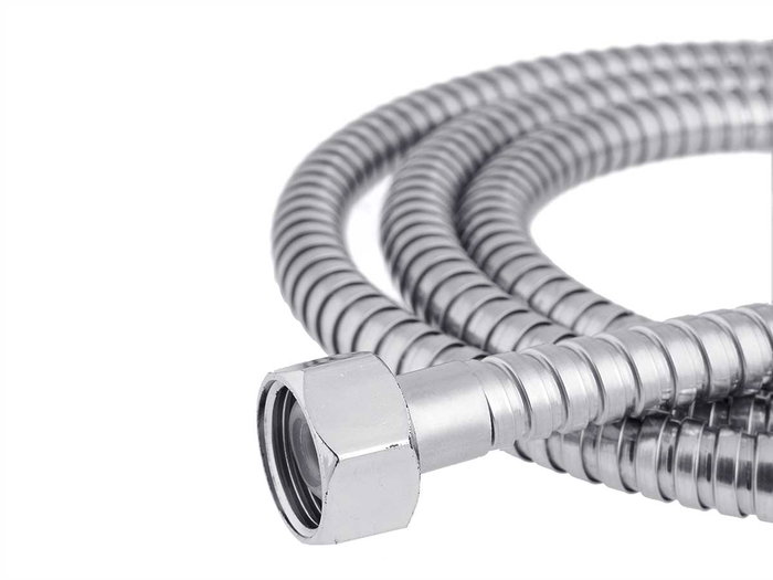 Berilo Téléphone de douche rond avec diffuseur et tuyau de 2 m Argent