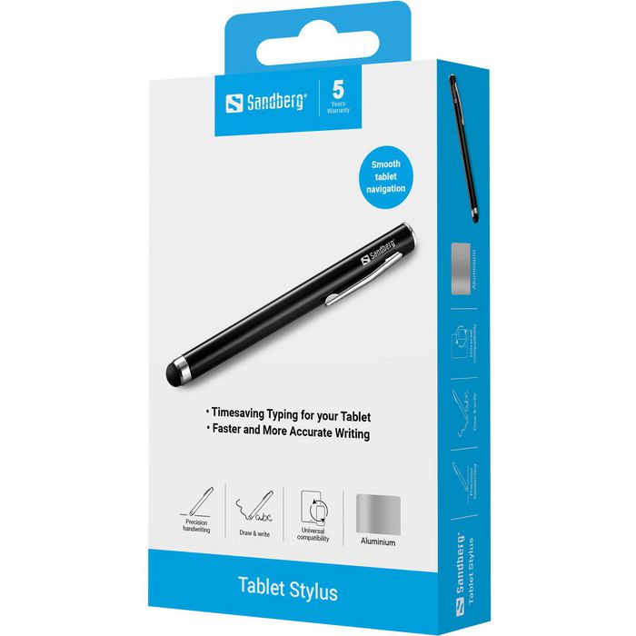 Sandberg - Stylet pour Tablettes et Smartphones - Optimise la Saisie et le Dessin - Compatible avec la Plupart des Écrans Tactiles