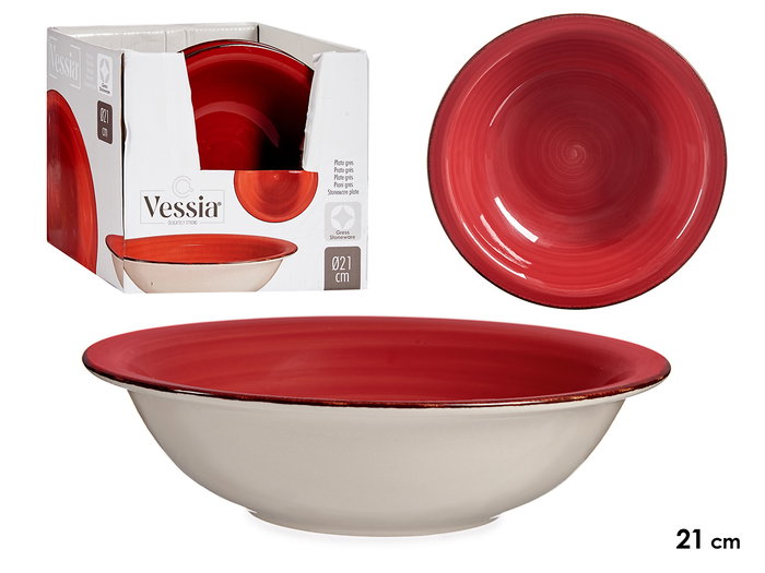 Vessia Assiette Creuse en Grès Rouge 21 cm - Céramique (Set de 24) Vessia Assiette Creuse en Grès Rouge 21 cm - Céramique (Set de 24)