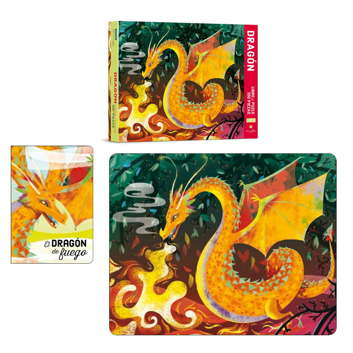Manolito Books - Puzzle Dragon 100 pièces - Modèle 12727 - Histoire en espagnol - Jeu éducatif pour enfants à partir de 5 ans