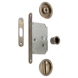 BYP Kit de fermeture pour porte coulissante, rosette ronde, cuir satiné