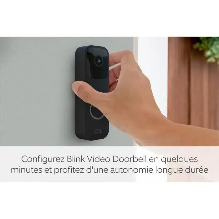 Blink Sonnette Vidéo Connectée Noire, Audio Bidirectionnel, Vidéo HD, Alertes de Mouvement et de Carillon, Compatible Alexa (Utilisation Avec ou Sans Fil)