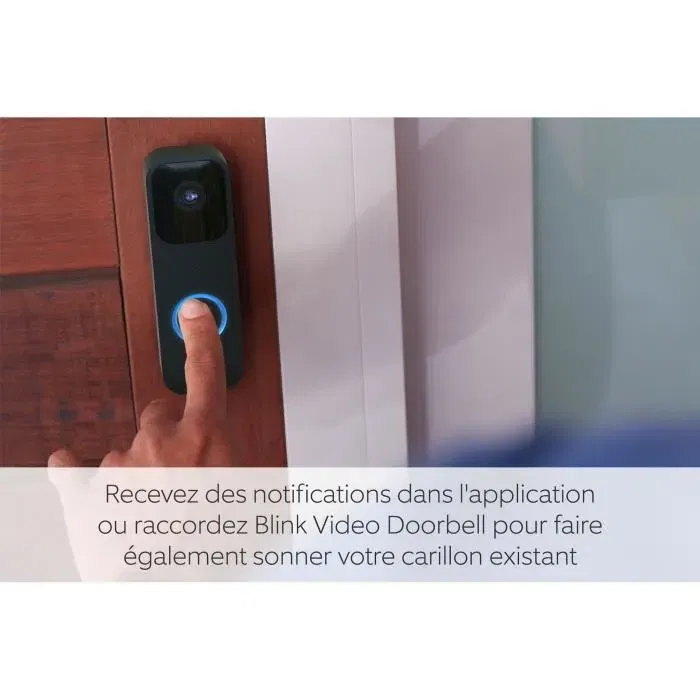 Blink Sonnette Vidéo Connectée Noire, Audio Bidirectionnel, Vidéo HD, Alertes de Mouvement et de Carillon, Compatible Alexa (Utilisation Avec ou Sans Fil)