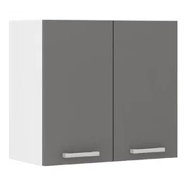Ultra Meuble haut de cuisine Gris L 60 cm x P 31 cm x H 55 cm - 2 portes battantes avec étagère - Structure en panneaux mélaminés