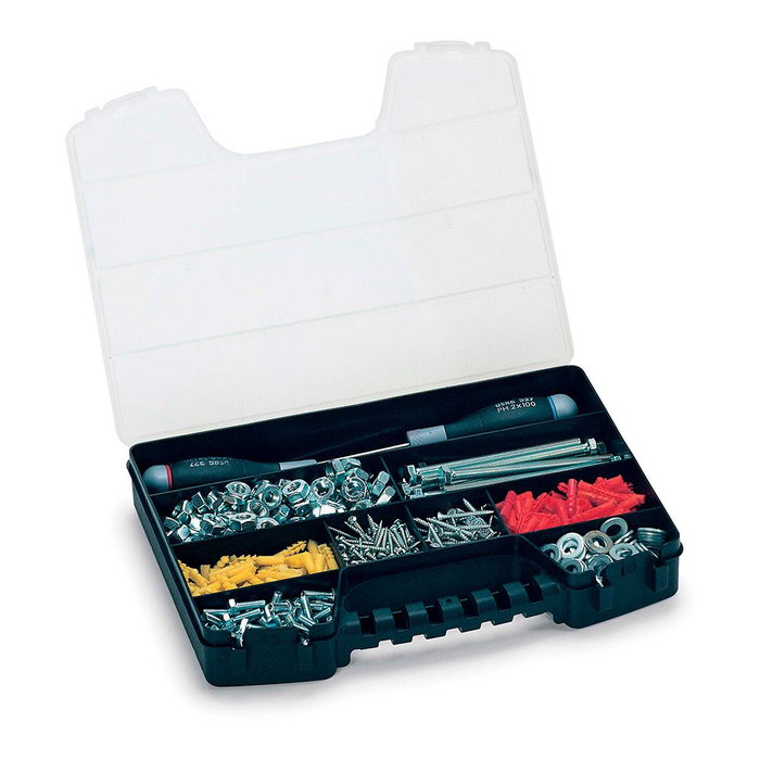 Terry Boîte de rangement avec couvercle 9 compartiments fixes 32,5 x 25 x 5 cm Noir Terry Boîte de rangement avec couvercle 9 compartiments fixes 32,5 x 25 x 5 cm Noir