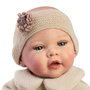 Muñecas Guca Poupée Reborn Montessori Nuria 42 cm Sans Cheveux Tunique Beige avec Diadème et Couverture - Français et Espagnol