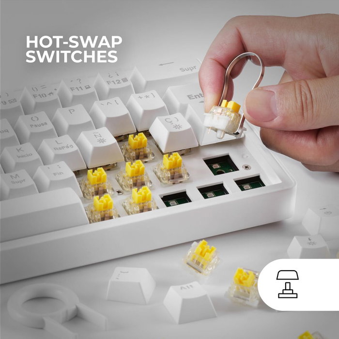 Clavier pour jeu Mars Gaming MKMINIPROWBES Qwerty US Blanc