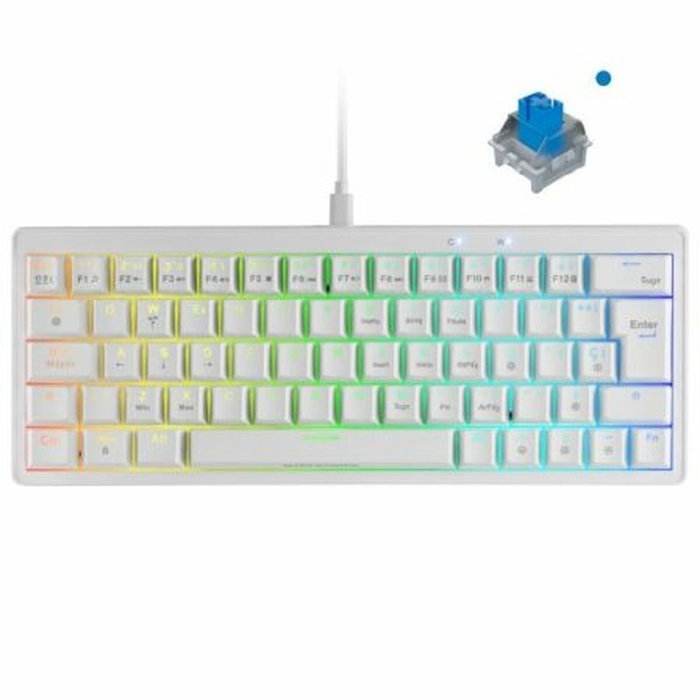 Clavier pour jeu Mars Gaming MKMINIPROWBES Qwerty US Blanc