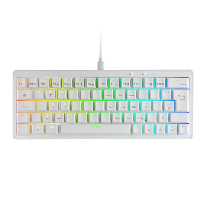 Clavier pour jeu Mars Gaming MKMINIPROWBES Qwerty US Blanc
