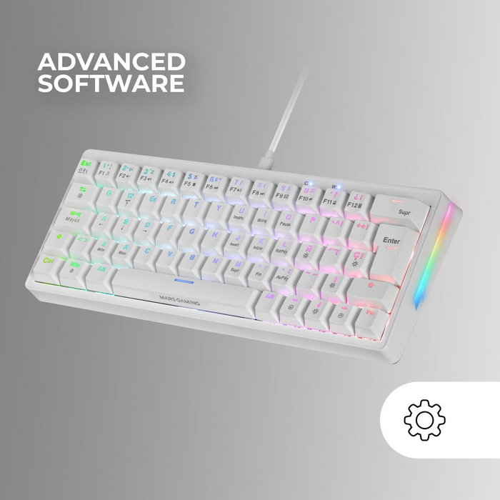 Clavier pour jeu Mars Gaming MKMINIPROWBES Qwerty US Blanc