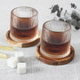 Cook Concept Ensemble de 2 Verres à Whisky avec Sous-verres en Acacia