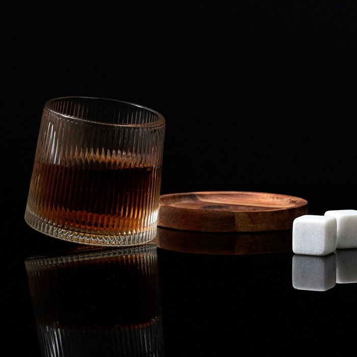 Cook Concept Ensemble de 2 Verres à Whisky avec Sous-verres en Acacia
