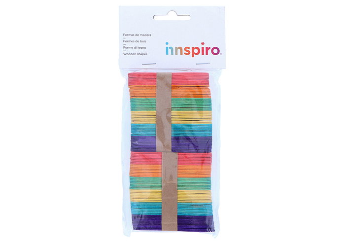 Innspiro Petits bâtonnets de bois en forme d'hélice mix couleurs 75x15x1,5mm