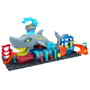 Mattel Hot Wheels City - Circuit avec tunnel de lavage et requin, inclut 1 voiture qui change de couleur avec l'eau