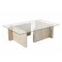 Table basse FLAVIO Travertine rectangulaire en verre trempé