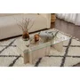 Table basse FLAVIO Travertine rectangulaire en verre trempé