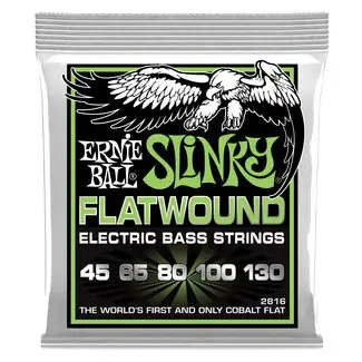 ERNIEBALL Slinky Jeu de cordes pour guitare basse électrique, tirant régulier 45-130, entorché plat, 5 cordes