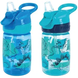 Nuby Incredible Gulp - Lot de 2 Gourdes Bec en Silicone pour Enfant - 360 ml - Design Dinosaures