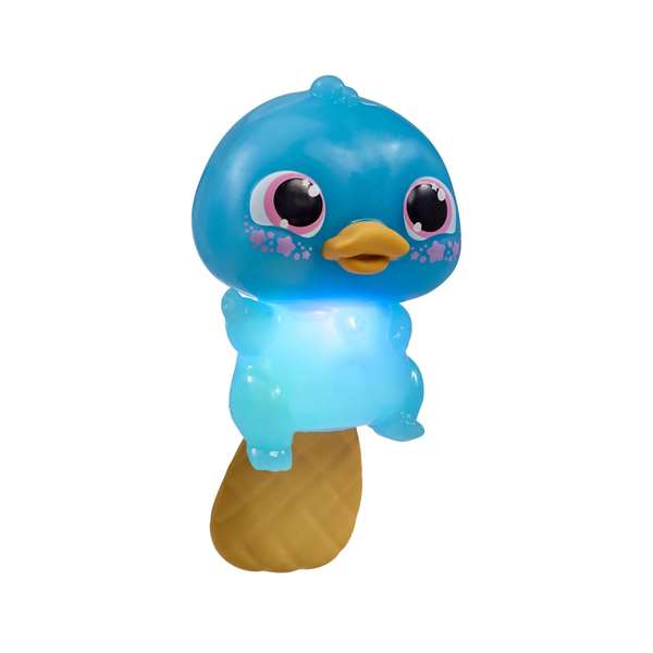 Bizak - Squishy Animagic Let's Glo - Figurine ornithorynque lumineuse qui brille et flotte sur l'eau - 21x18x8 cm - Modèle envoyé aléatoirement