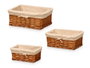 KIPIT Set de 3 Paniers Rectangulaires en Osier Naturel et Tissu 39x16.5x29 cm (Set de 6)