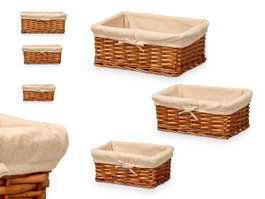 KIPIT Set de 3 paniers rectangulaires en osier naturel