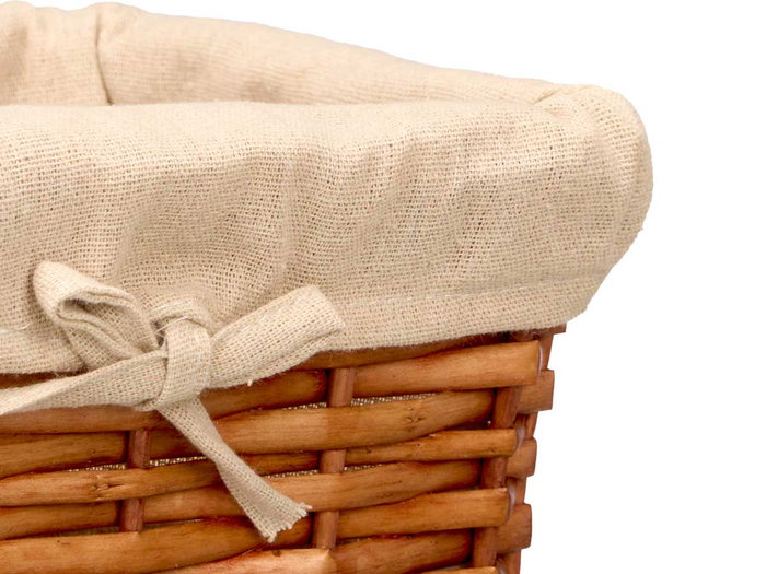 KIPIT Set de 3 Paniers Rectangulaires en Osier Naturel et Tissu 39x16.5x29 cm (Set de 6)
