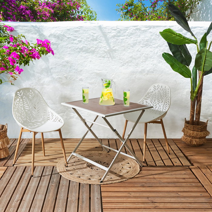 Home Deco Factory Mesa Metal BCN Blanca 70x70 Home Deco Factory Mesa Metal BCN Blanca 70x70