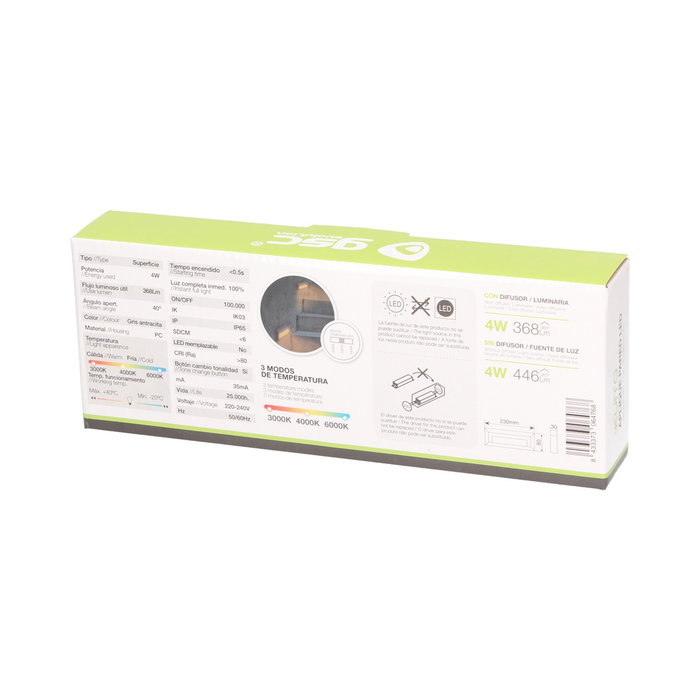 GSC Evolution Applique murale LED Série Kuito 4W Gris anthracite IP65