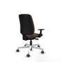 PIQUERAS Y CRESPO Chaise Alares Synchrone/Traslack, Tissu Marron foncé, Structure Polyamide Blanc, Accoudoir 1D, Sans appui-tête, Roulettes 65mm pour moquette