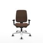 PIQUERAS Y CRESPO Chaise Alares Synchrone/Traslack, Tissu Marron foncé, Structure Polyamide Blanc, Accoudoir 1D, Sans appui-tête, Roulettes 65mm pour moquette