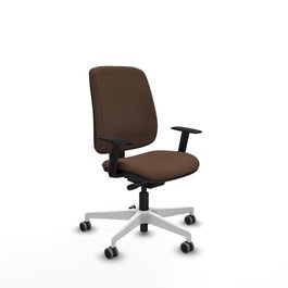 PIQUERAS Y CRESPO Chaise Alares Synchrone/Traslack, Tissu Marron foncé, Structure Polyamide Blanc, Accoudoir 1D, Sans appui-tête, Roulettes 65mm pour moquette