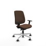 PIQUERAS Y CRESPO Chaise Alares Synchrone/Traslack, Tissu Marron foncé, Structure Polyamide Blanc, Accoudoir 1D, Sans appui-tête, Roulettes 65mm pour moquette