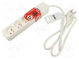 KERG Rallonge réseau H05VV-F 1,5m 4 prises avec interrupteur blanc