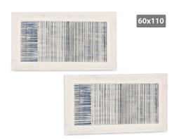 GIFTDECOR Tableau Relief Rayures Bleu-Blanc 60x110cm