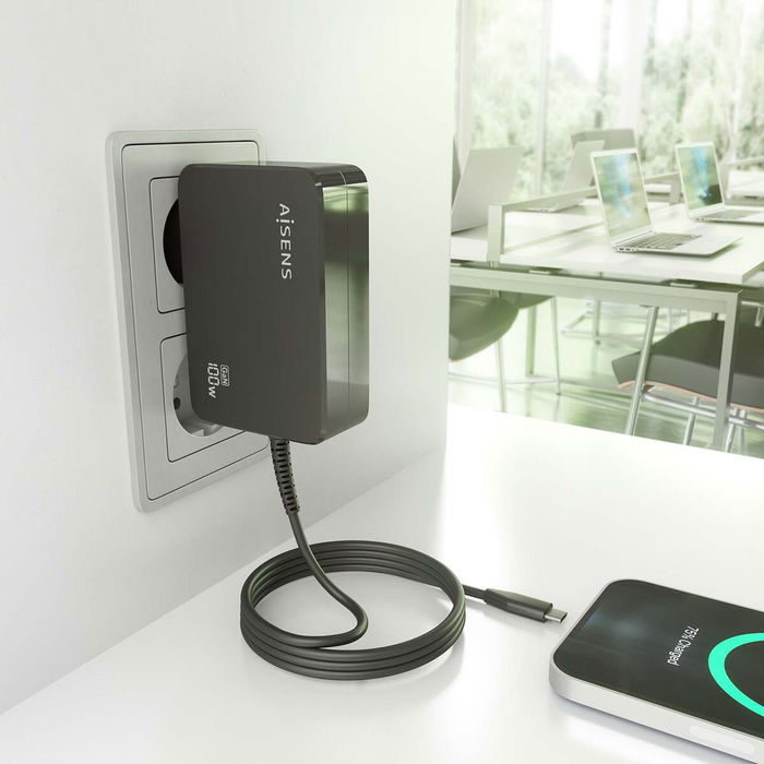 Chargeur d'ordinateur portable Aisens ASCH-1PD100WL50-BK 1,8 m