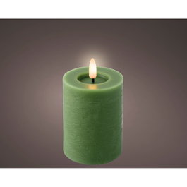 Lumineo Bougie LED Verte à Effet Flamme et Finition Rustique