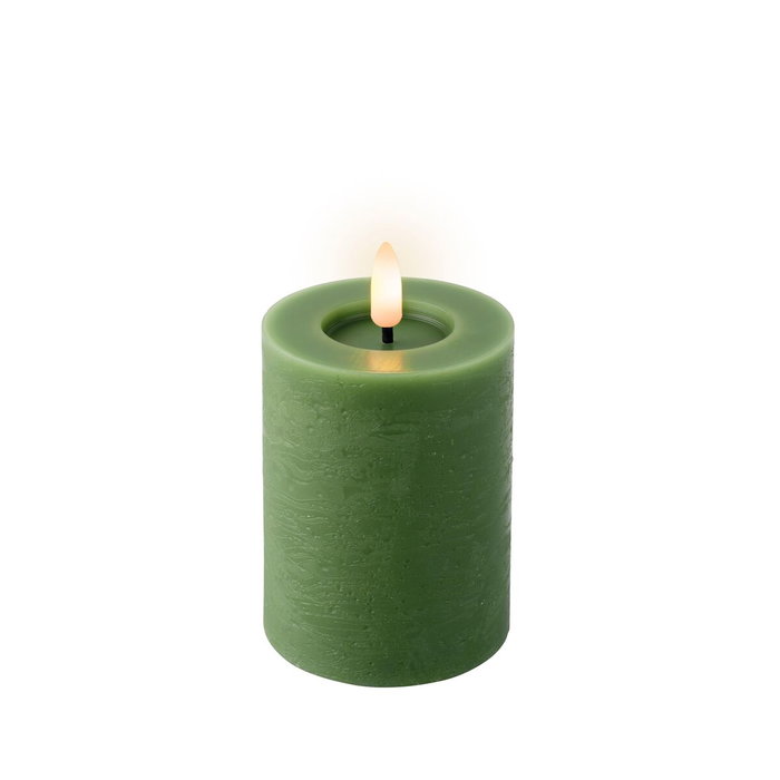 Lumineo Bougie LED Verte à Effet Flamme et Finition Rustique