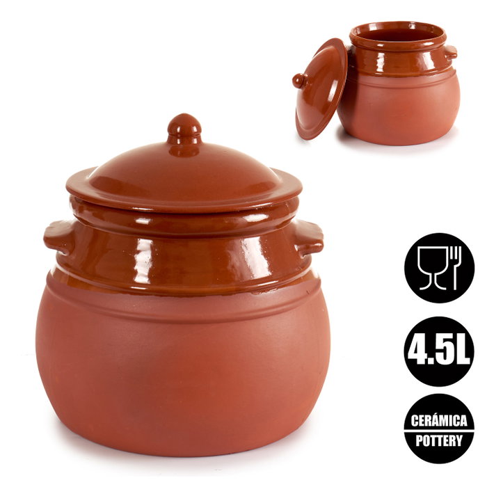 La Dehesa Marmite en terre cuite 4,5 L 25x26x25 cm couleur miel (Set de 2)