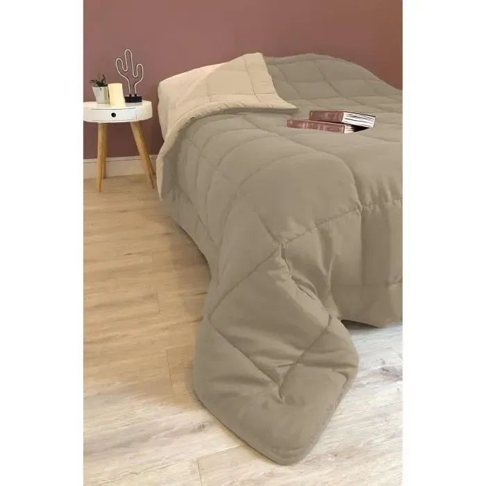 Toison d'Or Calgary - Couette chauffante en microfibre 400 g/m², couleur taupe et lin, dimensions 220 x 240 cm pour lit double Toison d'Or Calgary - Couette chauffante en microfibre 400 g/m², couleur taupe et lin, dimensions 220 x 240 cm pour lit double