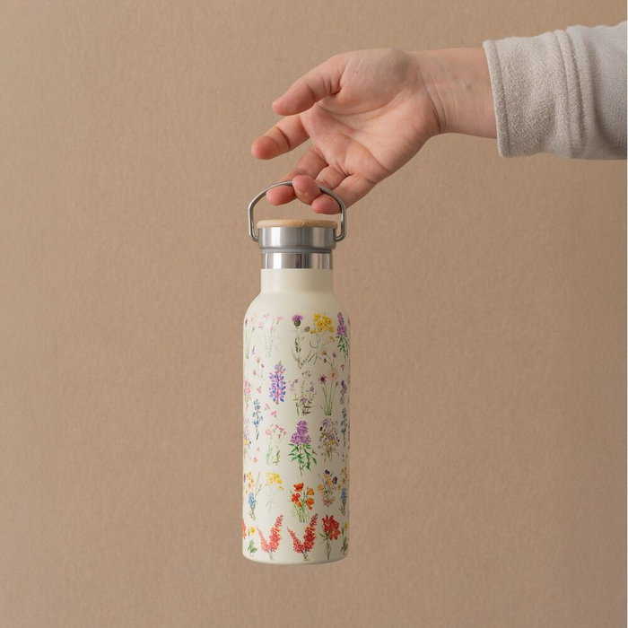 ERIK Gourde Isotherme en Acier Inoxidable 500ml avec Bouchon Étanche - Motif Fleurs Sauvages