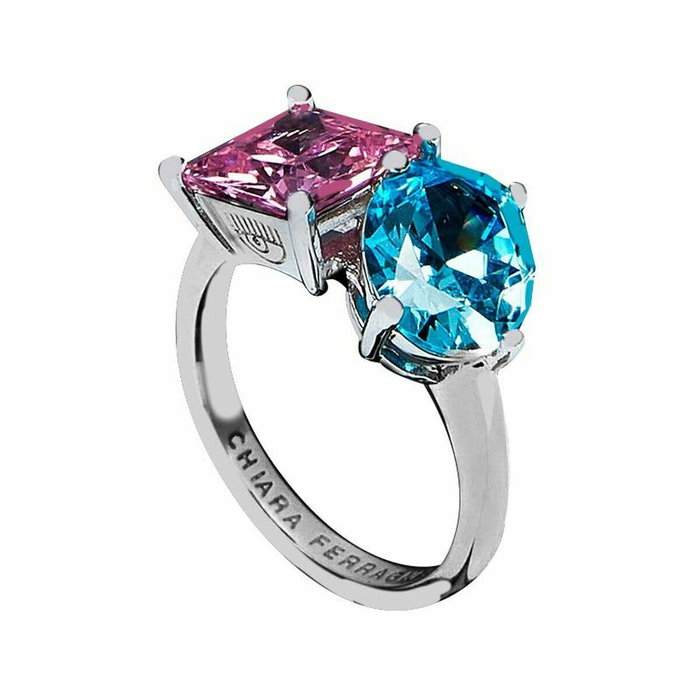 Chiara Ferragni Princess Rainbow Ring Blue/Pink CZ Taille 10
