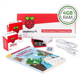 Raspberry Pi Kit Bureau 4B/4GB, Raspberry/Blanc