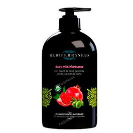 Mundonatural Mediterraneus Lait Corps Hydratant BIO - 500 ml, à l'huile d'olive et grenade, sans parabènes ni colorants