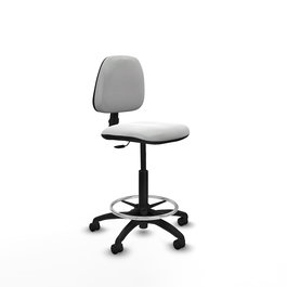 Tabouret Taburete Isso Contact permament de base Tissu Blanc Structure polyamide noire Sans accoudoirs Sans appui-tête Roulettes en nylon 50 mm