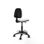 Tabouret Taburete Isso Contact permament de base Tissu Blanc Structure polyamide noire Sans accoudoirs Sans appui-tête Roulettes en nylon 50 mm