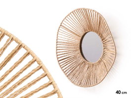 Giftdecor Miroir Vuelo Ondas Cuerda 40 cm Naturel Verre Métal Papier (Set de 6)