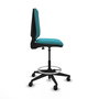 Tabouret Taburete Elche Contact permament de base Tissu Turquoise Base pyramidale noire Sans accoudoirs Sans appui-tête Roulettes 65mm nylon